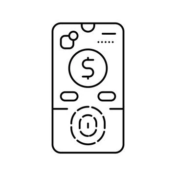 Biometric payment authentication fintech line icon vector illustration 스톡 일러스트