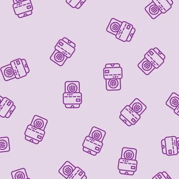 Biometric payment authentication fintech line vector seamless pattern イラスト素材
