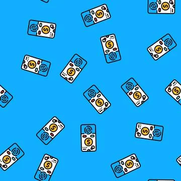 Biometric payment authentication fintech vector seamless pattern イラスト素材