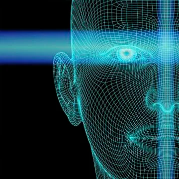 Biometric polygon head with scanlines Stock Illustration