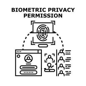 Biometric privacy permission providing secure data access Stock Illustration
