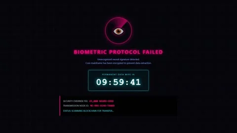 Biometric Protocol Failed Ransomware Countdown Screen Stock Footage 342131074