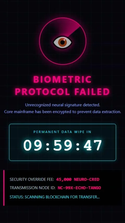 Biometric Protocol Failed Ransomware Countdown Screen - Vertical Version Stock Footage 342132151