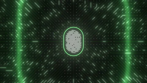 Biometric scanning interface futuristic animation, big center fingerprint Stock Footage 157783792