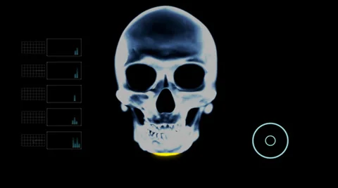 Biometric Scanning Skull Under X- Ray with other Elements Stock Footage 39565860