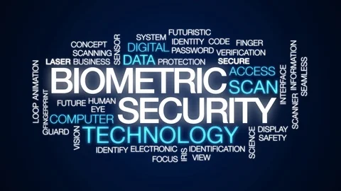 Biometric security animated word cloud. Kinetic typography. Stock Footage 107395270