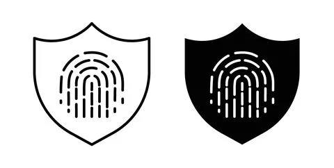 Biometric security icon in black and white. vector icon pack for websites Stock Illustration