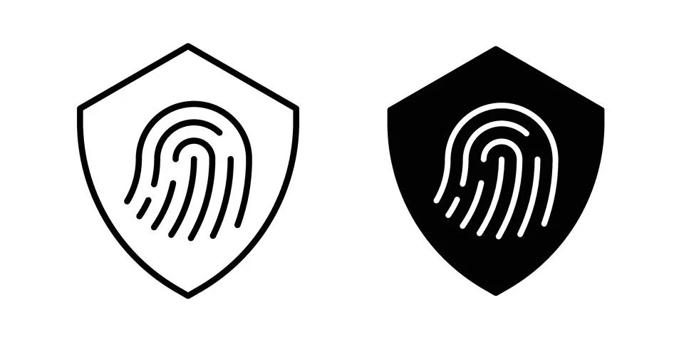 Biometric security icon black vector isolated on white Stock Illustration