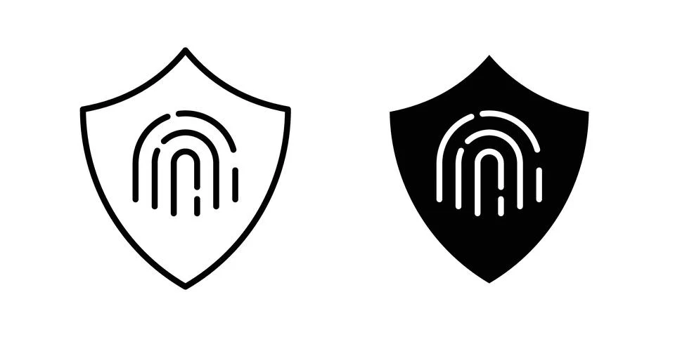 Biometric security icon solid, line, and editable vector set. Illustrazione stock