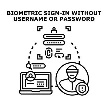 Biometric sign in security for passwordless authentication technology Stock Illustration