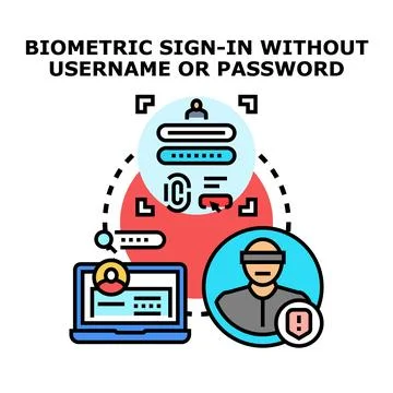 Biometric sign in security for passwordless authentication technology Stock Illustration