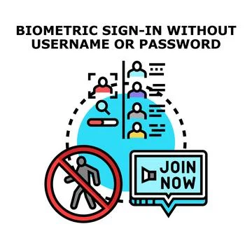 Biometric sign in without username or password concept Illustrazione stock