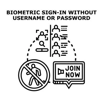Biometric sign in without username or password concept Stock Illustration