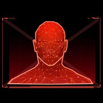 Biometric technology digital face scanning, facial recognition system, vector Stock Illustration