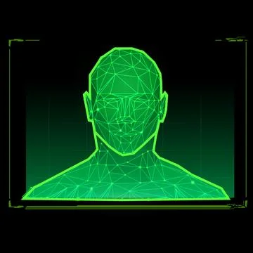 Biometric technology digital face scanning, facial recognition system, vector Stock Illustration