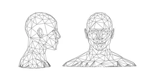 Biometric technology digital face scanning, facial recognition system, vector Stock Illustration