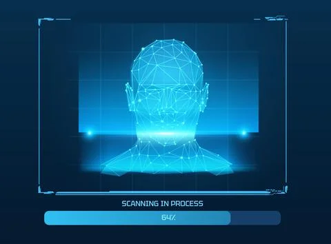 Biometric technology digital face scanning in process, facial recognition system Stock Illustration