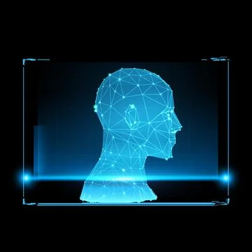 Biometric technology digital face scanning, facial recognition system, vector Stock Illustration