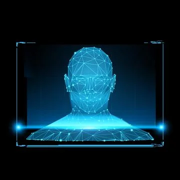 Biometric technology digital face scanning, facial recognition system, vector Stock Illustration