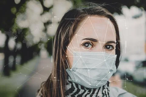 Biometric technology for face and eye recognition and identification in a med Stockfoto's