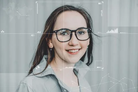Biometric technology for face and eye recognition and identification Stockfoto's
