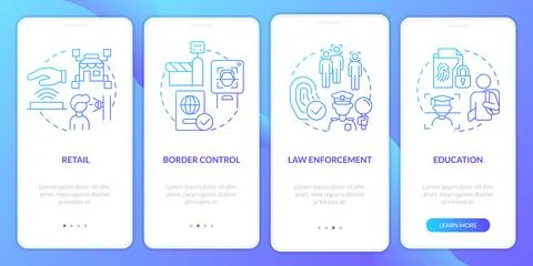 Biometric technology implementation blue gradient onboarding mobile app screen Stock Illustration