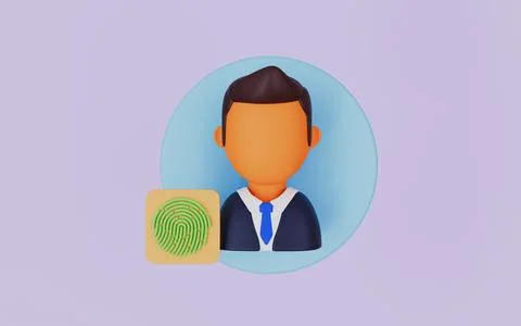 Biometric technology for recognition, Face recognition 3d illustration イラスト素材
