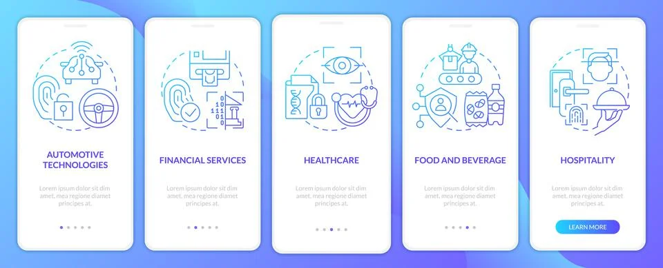 Biometric technology using blue gradient onboarding mobile app screen 스톡 일러스트