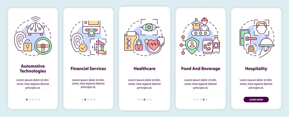 Biometric technology using onboarding mobile app screen Stock Illustration