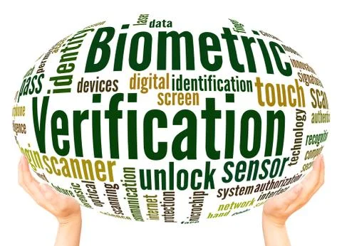 Biometric verification word cloud hand sphere concept イラスト素材