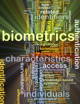 Biometrics background concept glowing Stock Illustration
