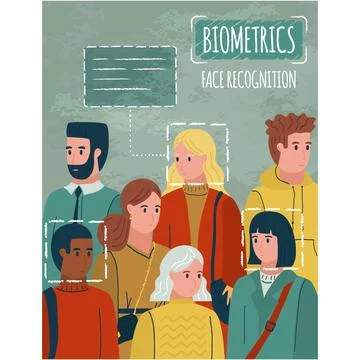 Biometrics face recognition digital id scan tech Stock Illustration
