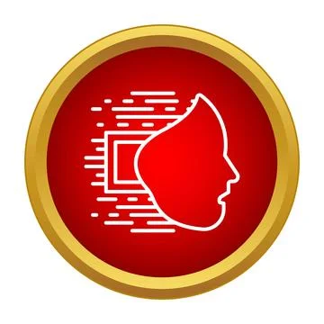 Biometrics face recognition technology icon with processor Stock Illustration