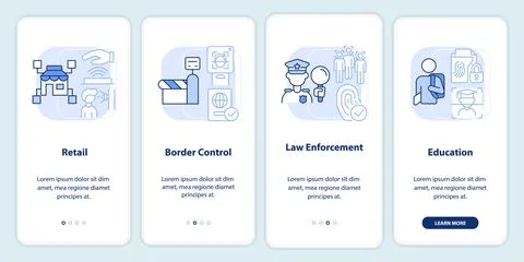 Biometrics integration light blue onboarding mobile app screen Stock Illustration