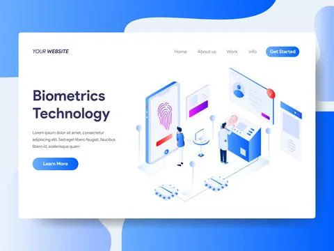 Biometrics Technology Isometric for Website Page Stock Illustration