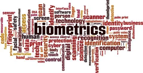 Biometrics word cloud Stock Illustration