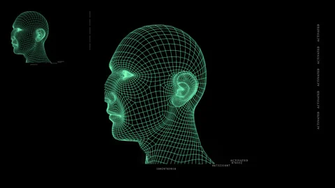 Bionic 3d head pixelated view Stock Footage 288501490