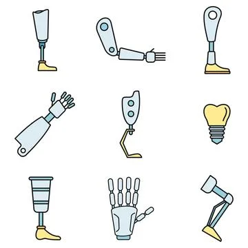 Bionic artificial limbs icons set vector color Stockillustratie