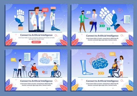 Bionic Body Parts for Disabled Flat Banner Set Stock Illustration