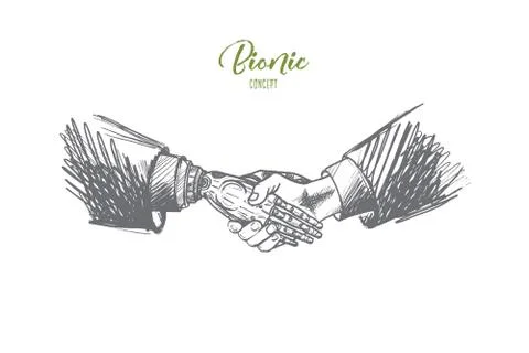 Bionic concept. Hand drawn isolated vector. Illustrazione stock