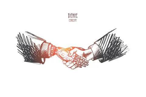 Bionic concept. Hand drawn isolated vector. Illustrazione stock
