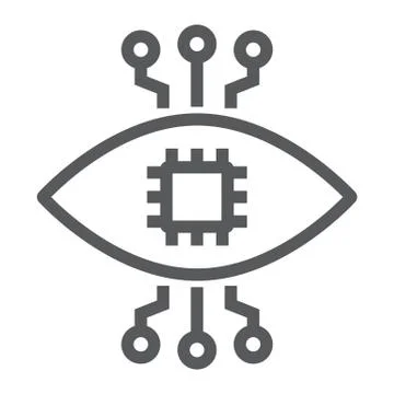 Bionic contact lens line icon, technology and eye, bionic eye sign, vector Stock Illustration