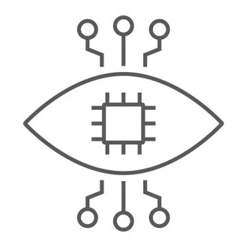 Bionic contact lens thin line icon, technology and eye, bionic eye sign, vector Stock Illustration