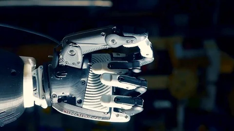 Bionic cyborg hand spreading fingers, wo... | Stock Video | Pond5