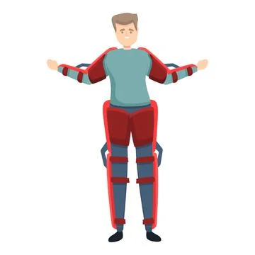 Bionic exoskeleton icon, cartoon style Stock Illustration
