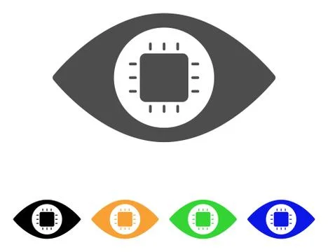 Bionic Eye Circuit Flat Icon 스톡 일러스트