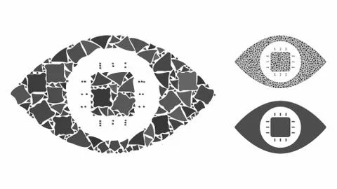 Bionic eye circuit Mosaic Icon of Unequal Pieces Illustrazione stock
