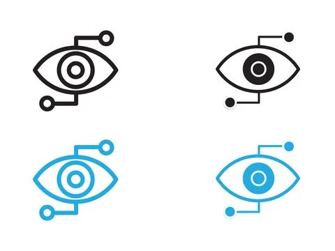 Bionic eye icon black and white vector outline sign Illustrazione stock