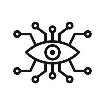 Bionic eye icon Black line art vector Illustrazione stock