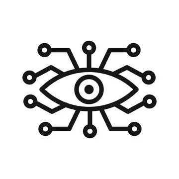 Bionic eye icon Black line art vector logo Stock Illustration